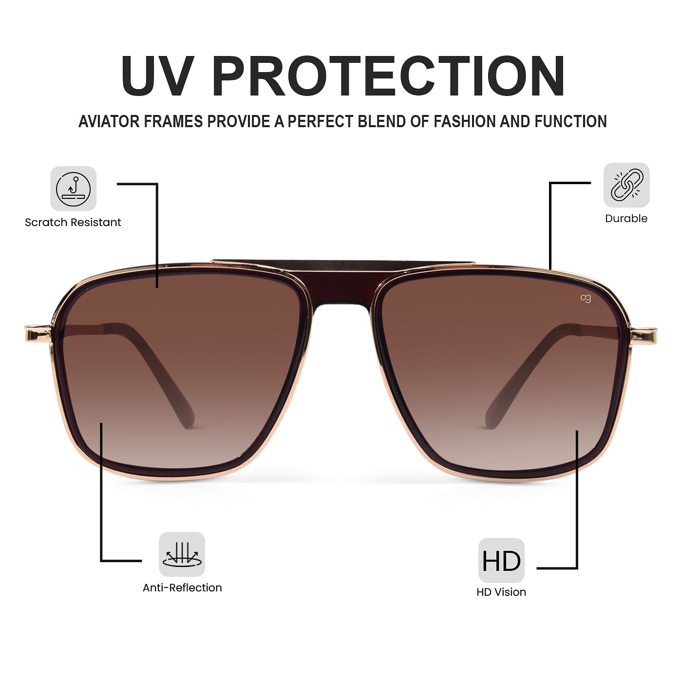 Buy Bronze Twists Aviator Sunglasses Woggles