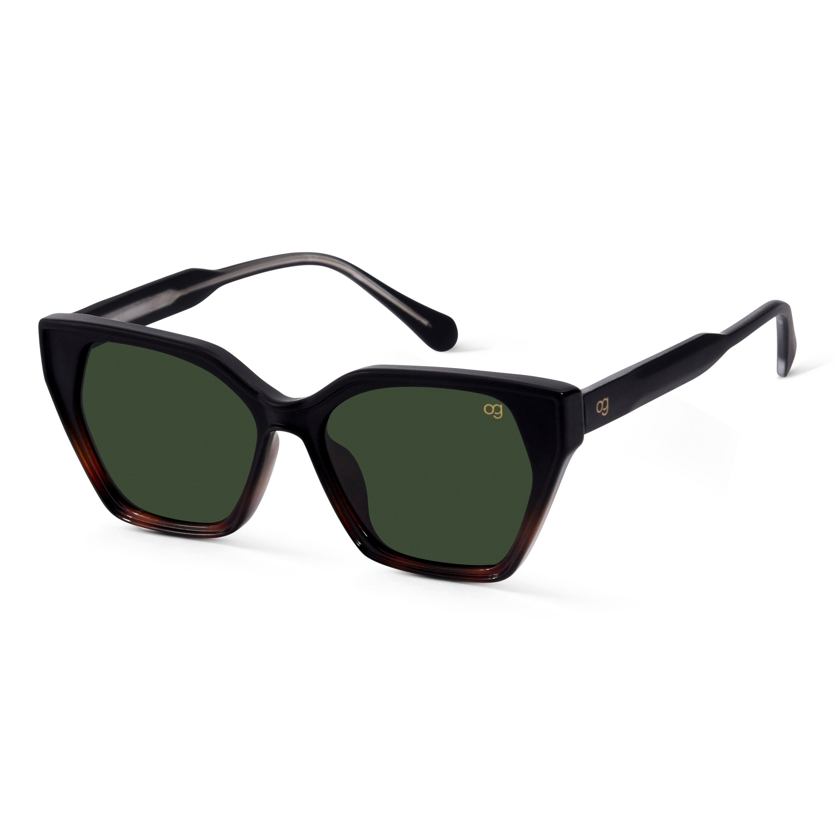 NS2004GFGL Stainless Steel Gold Frame with Green Glass Lens Sunglasses