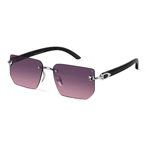 Shop Fred Pink Rimless Rectangle Sunglasses