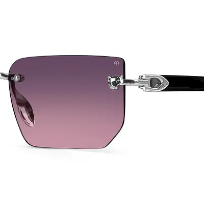 Buy Fred Pink Rimless Rectangle Sunglasses