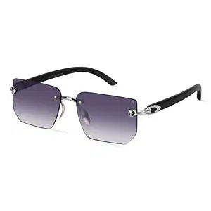 Shop Fred Silver Rimless Rectangle Sunglasses