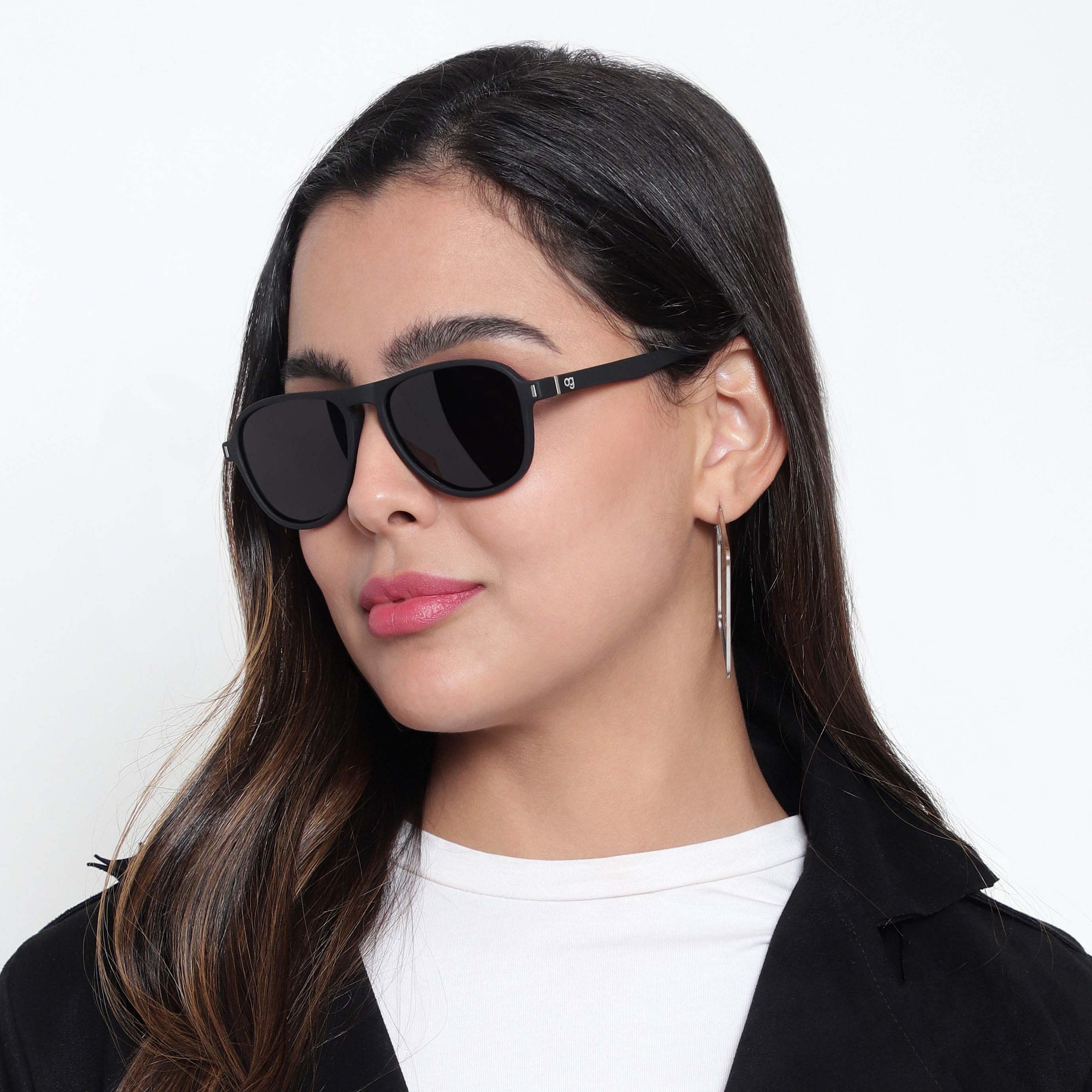 All black women's aviator sunglasses clearance