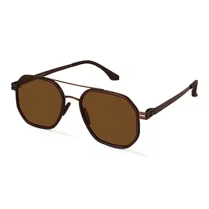 Shop Ockhi Levitate Brown Polarized Hexagonal Sunglasses