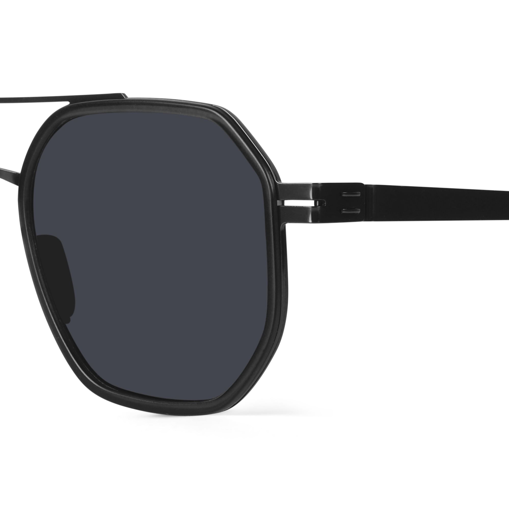 Buy Ockhi Levitate Jet Black Polarized Hexagonal Sunglasses Woggles